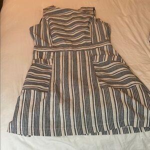 Navy and Cream Altard State A-Line Mini Dress with Square Neck